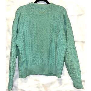 Vtg Mens Bruce Hunt Cable Knit Sweater Aqua XXL - READ Sizing, Flaw Preppy